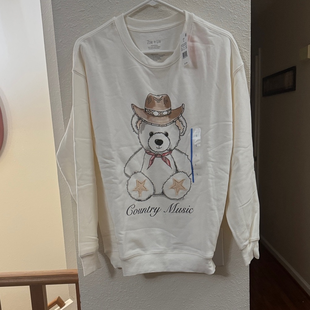 Zoe + Liv Cream Country Music Bear Sweatshirt